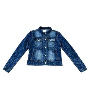 Lularoe Harvey Cheetah Print Denim Jacket